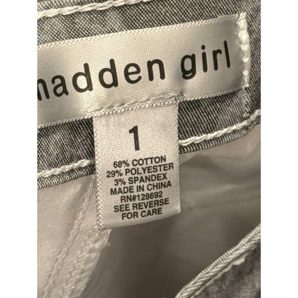 Madden Girl Distressed Gray Cargo Pants Junior Sz 1 Loose Fit Snake Print Textur - Picture 4 of 10